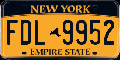 NY license plate FDL9952