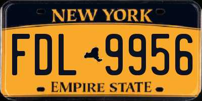 NY license plate FDL9956