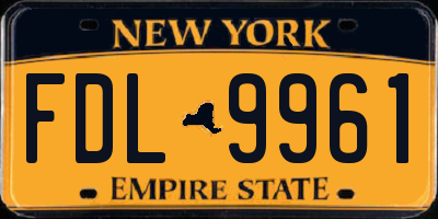 NY license plate FDL9961