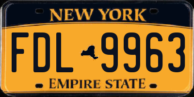 NY license plate FDL9963