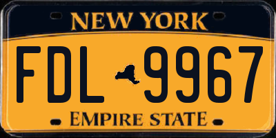 NY license plate FDL9967