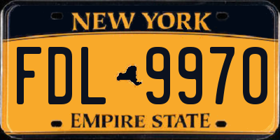 NY license plate FDL9970