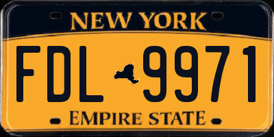 NY license plate FDL9971