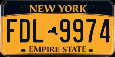 NY license plate FDL9974