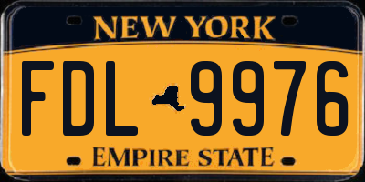 NY license plate FDL9976