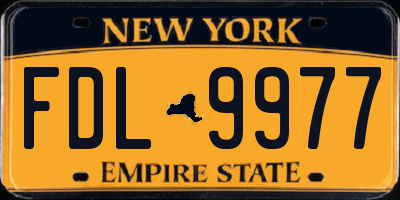 NY license plate FDL9977