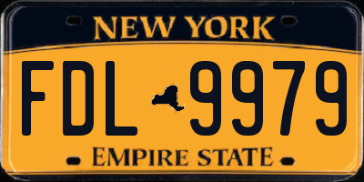 NY license plate FDL9979
