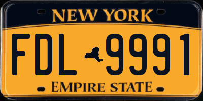 NY license plate FDL9991