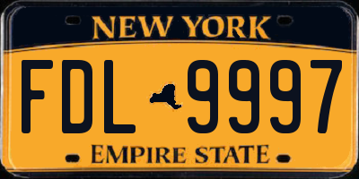 NY license plate FDL9997