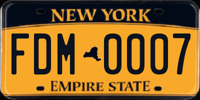 NY license plate FDM0007