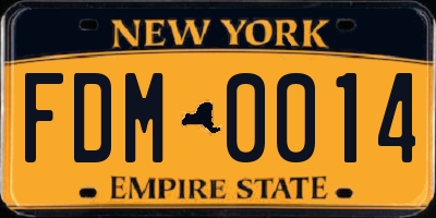 NY license plate FDM0014