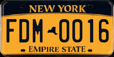 NY license plate FDM0016
