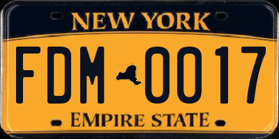 NY license plate FDM0017