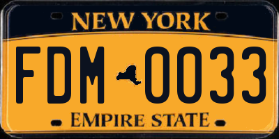 NY license plate FDM0033