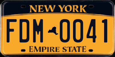 NY license plate FDM0041