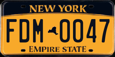 NY license plate FDM0047