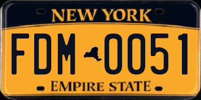 NY license plate FDM0051
