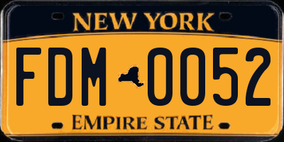 NY license plate FDM0052