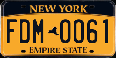 NY license plate FDM0061