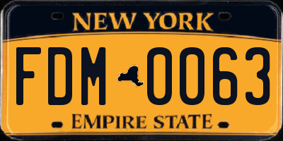NY license plate FDM0063
