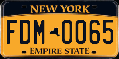 NY license plate FDM0065