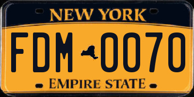 NY license plate FDM0070
