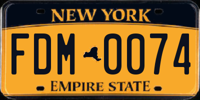NY license plate FDM0074