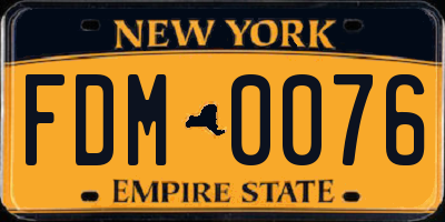 NY license plate FDM0076