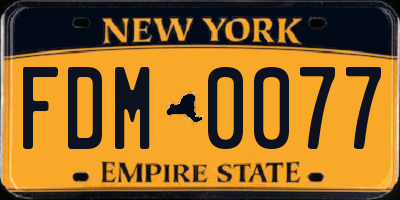 NY license plate FDM0077