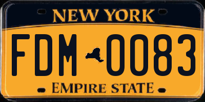 NY license plate FDM0083