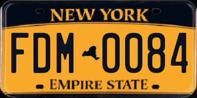 NY license plate FDM0084