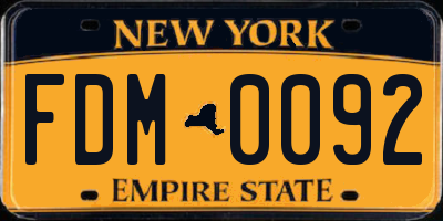 NY license plate FDM0092