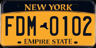 NY license plate FDM0102