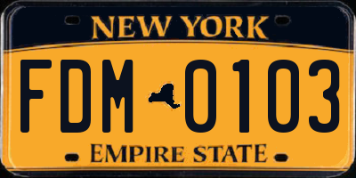 NY license plate FDM0103