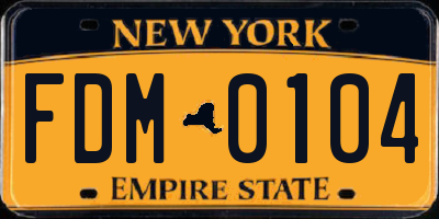 NY license plate FDM0104