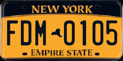 NY license plate FDM0105