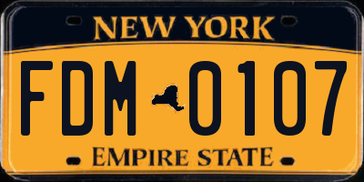 NY license plate FDM0107