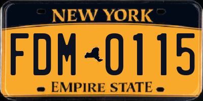 NY license plate FDM0115