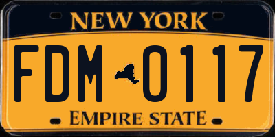 NY license plate FDM0117