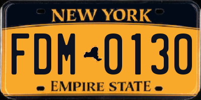 NY license plate FDM0130
