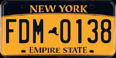 NY license plate FDM0138