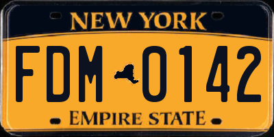 NY license plate FDM0142