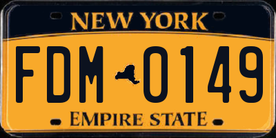 NY license plate FDM0149