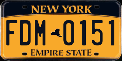 NY license plate FDM0151
