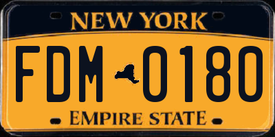 NY license plate FDM0180