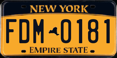 NY license plate FDM0181