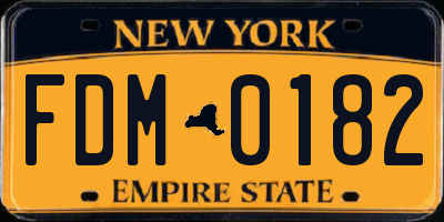 NY license plate FDM0182