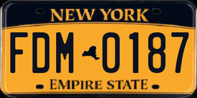 NY license plate FDM0187