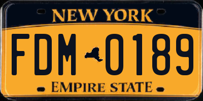 NY license plate FDM0189