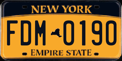 NY license plate FDM0190